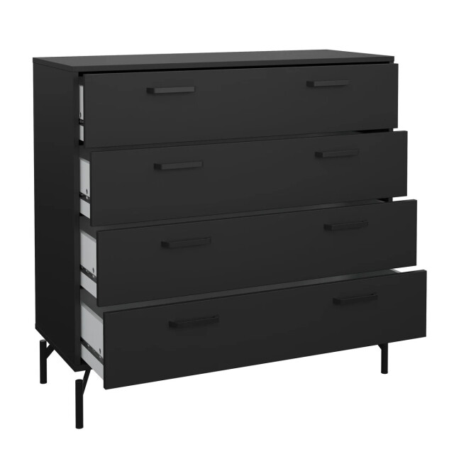 CaliCosy Ladekast met 4 lades matzwart met metalen onderstel h95,8 cm bora 3206379 large