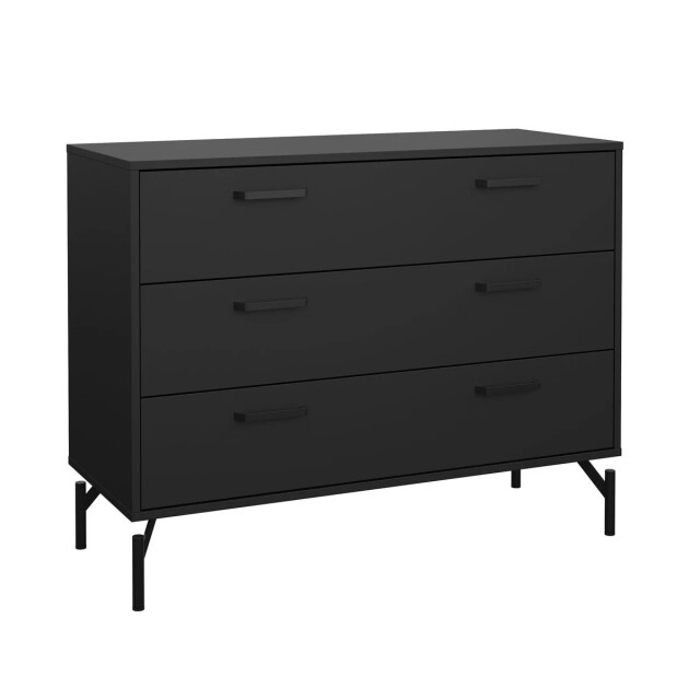 CaliCosy Ladekast met 3 lades matzwart met metalen onderstel b98,7 cm bora 3206378 large