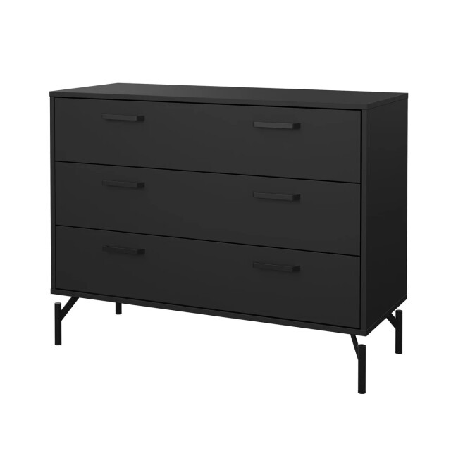 CaliCosy Ladekast met 3 lades matzwart met metalen onderstel b98,7 cm bora 3206378 large