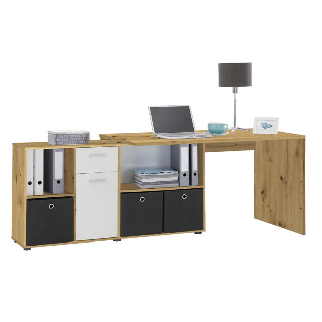CaliCosy Hoekbureau met moduleerbaar bureau, ladekast en opbergplanken lex 2937016 large