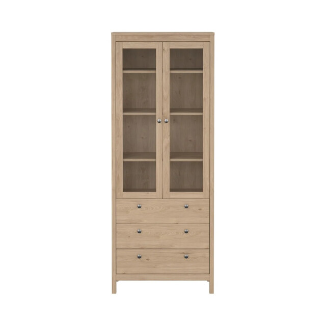 CaliCosy Vitrinekast met 2 omlijste glazen deuren en 3 lades h199 cm barcelone 3206384 large