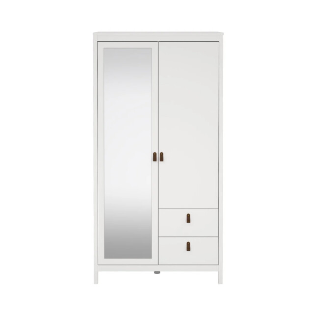 CaliCosy Kleerkast met 2 deuren (waarvan 1 spiegeldeur) en 2 lades wit h199 cm barcelone 3207624 large
