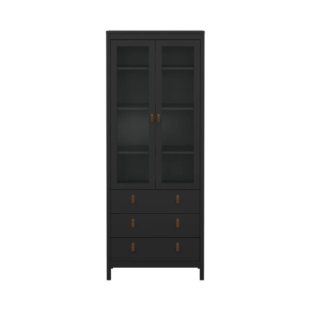 CaliCosy Vitrinekast met 2 omlijste glazen deuren en 3 lades h199 cm barcelone 3206383 large