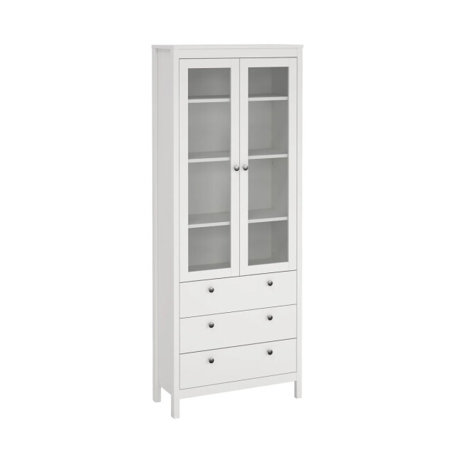CaliCosy Vitrinekast met 2 omlijste glazen deuren en 3 lades h199 cm barcelone 3206382 large