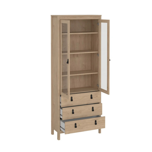 CaliCosy Vitrinekast met 2 omlijste glazen deuren en 3 lades h199 cm barcelone 3206384 large