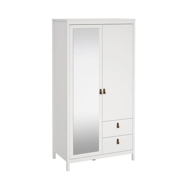 CaliCosy Kleerkast met 2 deuren (waarvan 1 spiegeldeur) en 2 lades wit h199 cm barcelone 3207624 large