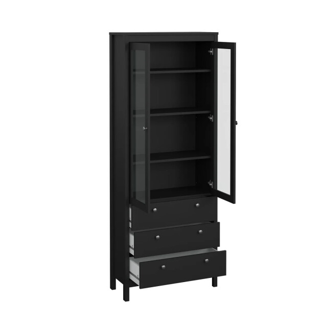 CaliCosy Vitrinekast met 2 omlijste glazen deuren en 3 lades h199 cm barcelone 3206383 large