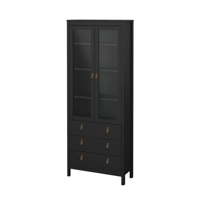 CaliCosy Vitrinekast met 2 omlijste glazen deuren en 3 lades h199 cm barcelone 3206383 large