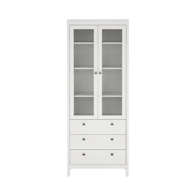 CaliCosy Vitrinekast met 2 omlijste glazen deuren en 3 lades h199 cm barcelone 3206382 large