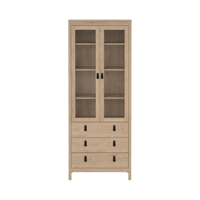 CaliCosy Vitrinekast met 2 omlijste glazen deuren en 3 lades h199 cm barcelone 3206384 large