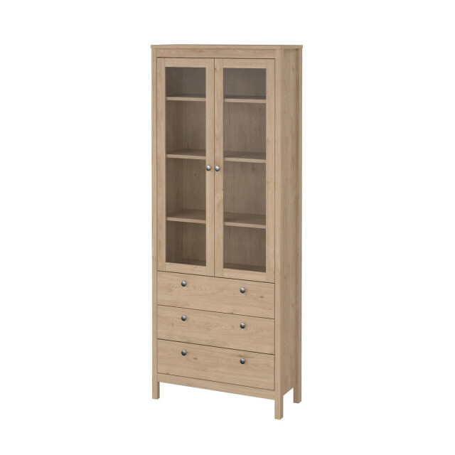 CaliCosy Vitrinekast met 2 omlijste glazen deuren en 3 lades h199 cm barcelone 3206384 large