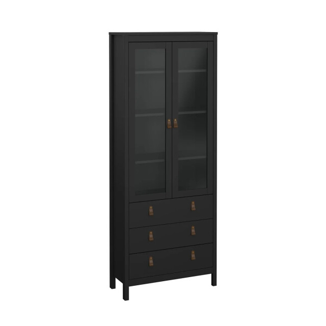 CaliCosy Vitrinekast met 2 omlijste glazen deuren en 3 lades h199 cm barcelone 3206383 large