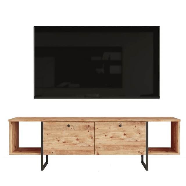 CaliCosy Tv-meubel 2 vakken 2 deuren eikenhouten decor l160 cm 2930487 large