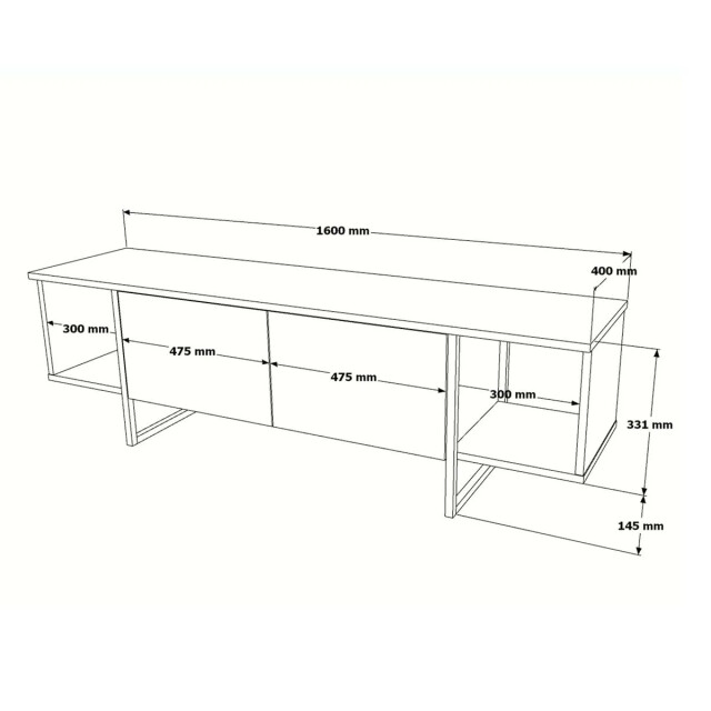 CaliCosy Tv-meubel 2 vakken 2 deuren eikenhouten decor l160 cm 2930487 large