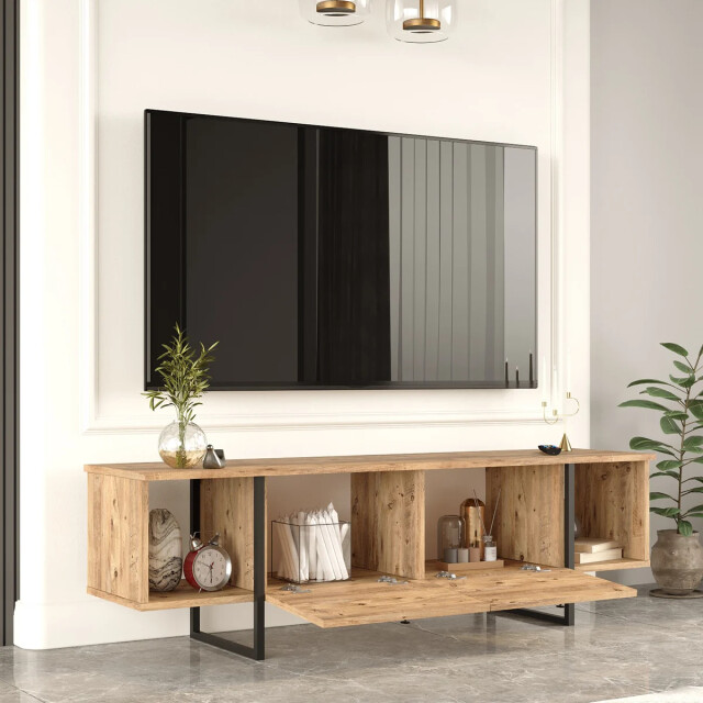 CaliCosy Tv-meubel 2 vakken 2 deuren eikenhouten decor l160 cm 2930487 large