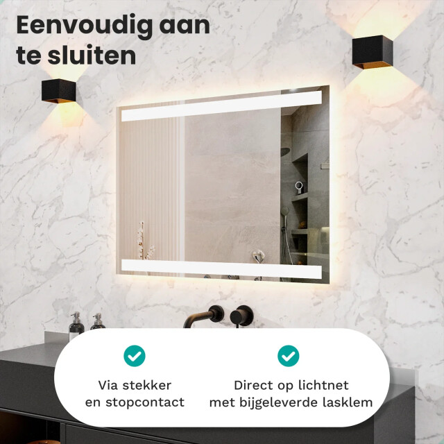 Mirlux Badkamerspiegel 90x65cm rechthoekig frameloos 3083769 large