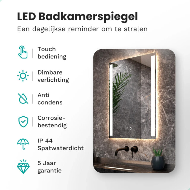 Mirlux Badkamerspiegel 90x65cm rechthoekig frameloos 3083769 large
