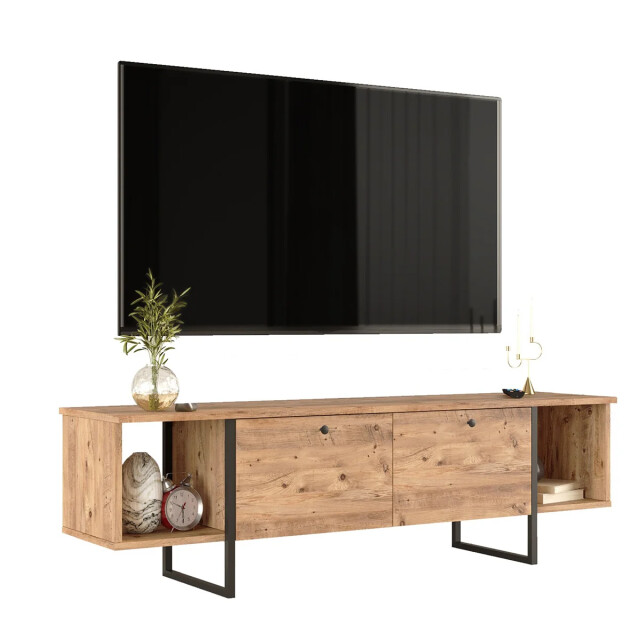CaliCosy Tv-meubel 2 vakken 2 deuren eikenhouten decor l160 cm 2930487 large