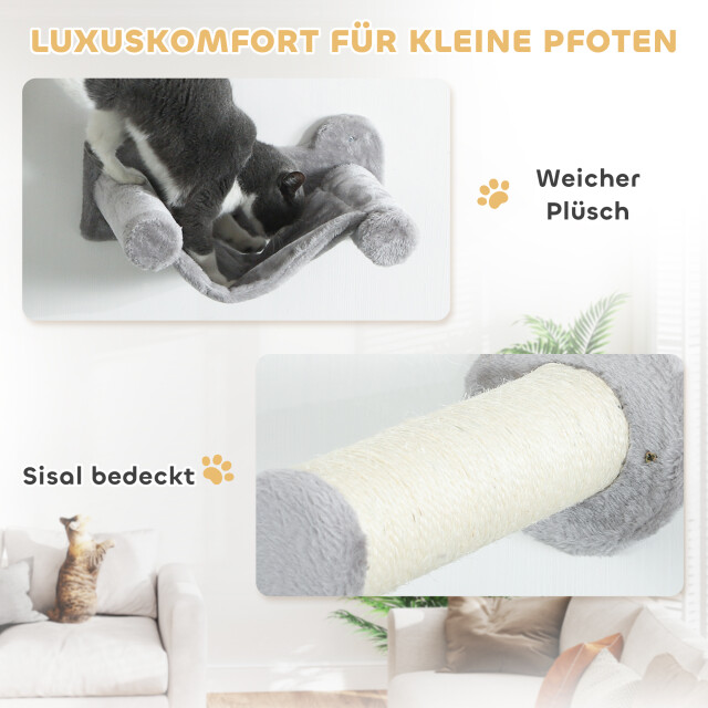 4goodz Pawhut klimmuur voor katten 6-delig, platform en krabplank - 3212013 large