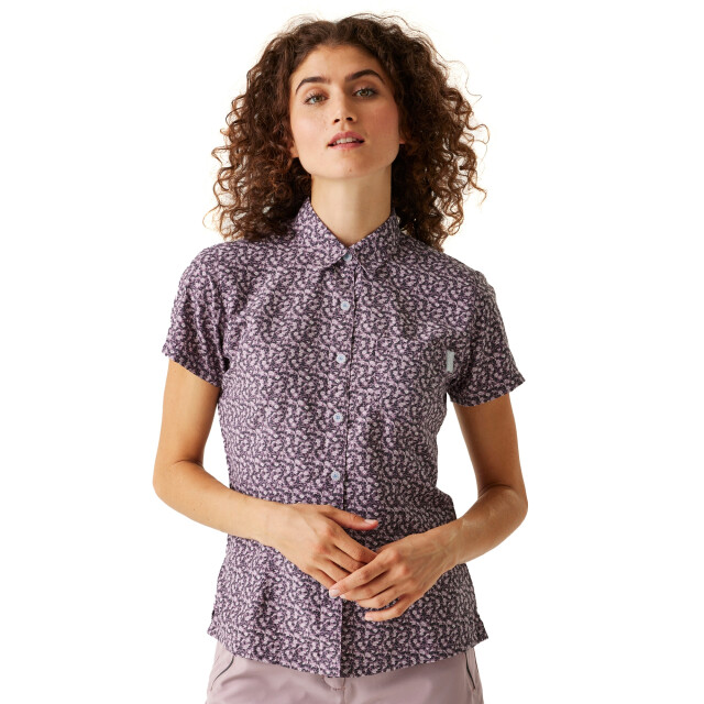 Regatta Dames mindano viii overhemd met ditsy print en korte mouwen UTRG10110_heather large
