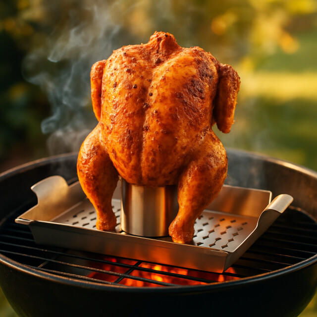 4cookz ® 3-in-1 rvs bbq groenterooster/kiprooster chicken on beercan 3049036 large