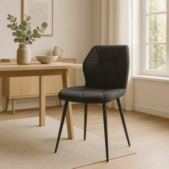 CaliCosy Set van 4 stoelen in stof met zwarte metalen poten l47,5 cm luna 3078792 large