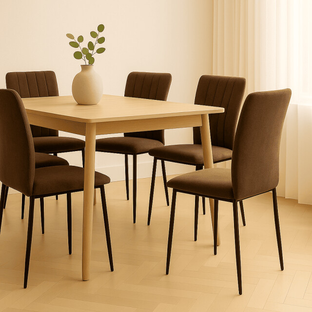 CaliCosy Set van 4 stoelen in stof met zwarte metalen poten l43 cm holly 3078802 large