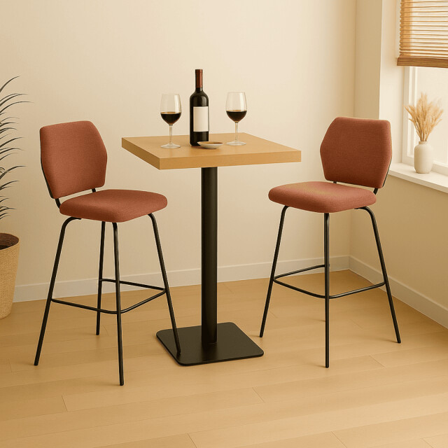 CaliCosy Set van 2 krukken in stof met zwarte metalen poten h75 cm pol 3079146 large