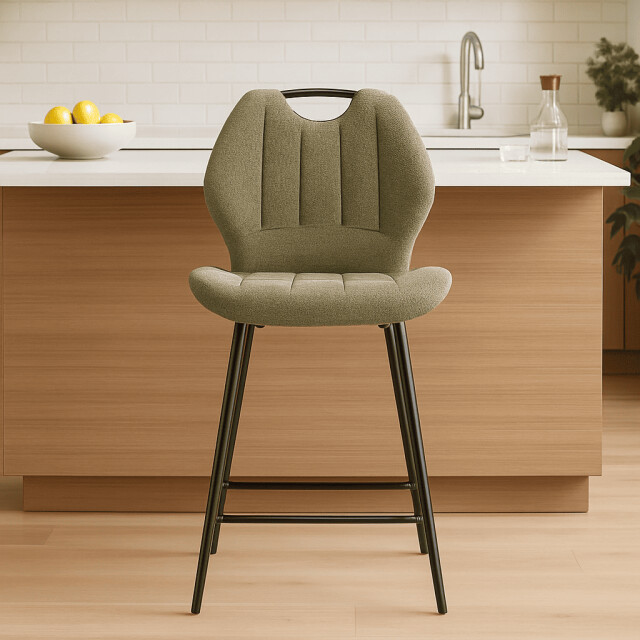 CaliCosy Set van 2 krukken in stof met zwarte metalen poten h65 cm muli 3079165 large