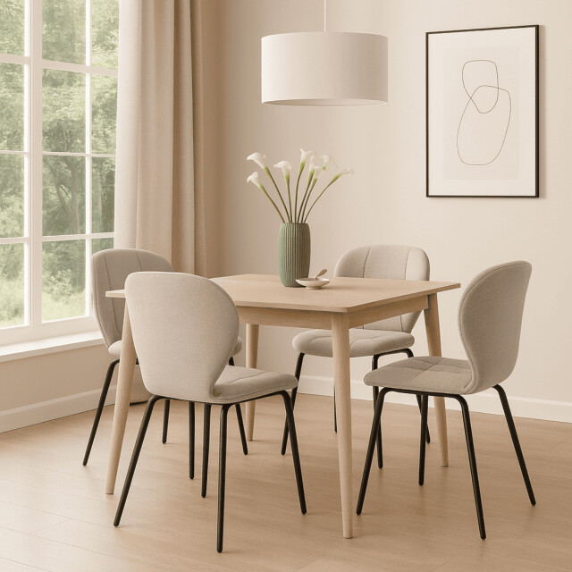 CaliCosy Set van 2 stoelen in stof met zwarte metalen poten l50 cm maori 3173917 large