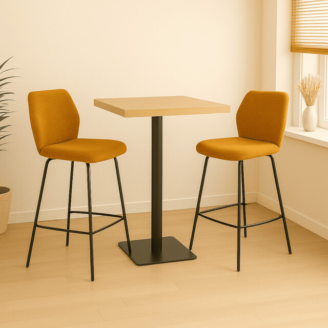 CaliCosy Set van 2 krukken in stof met zwarte metalen poten h75 cm pol 3079145 large