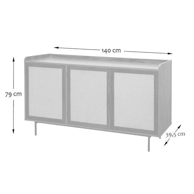 CaliCosy Dressoir met 3 deuren in notenhoutdecor en fronten van stof l140 cm jetson 3205796 large