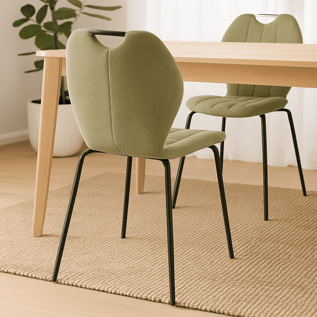 CaliCosy Set van 4 stoelen in stof met zwarte metalen poten l48 cm muli 3078790 large
