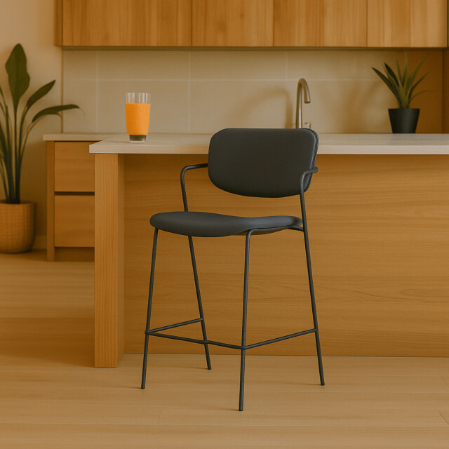 CaliCosy Set van 2 krukken met zwarte metalen poten h66 cm maika 3079154 large