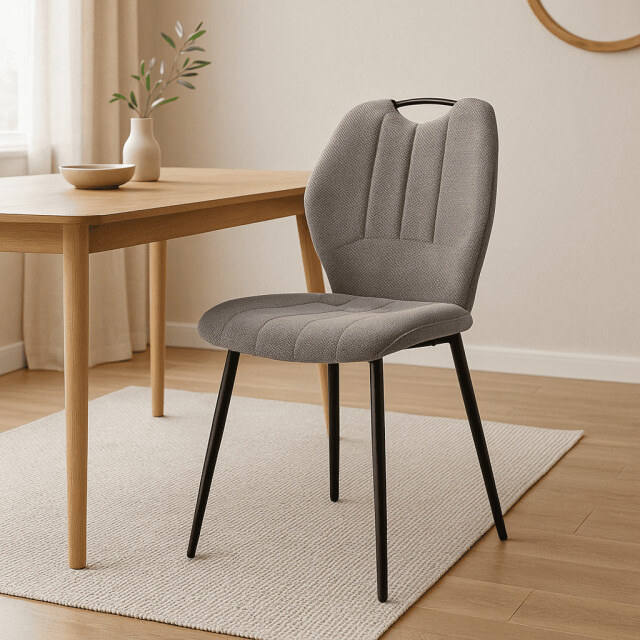 CaliCosy Set van 4 stoelen in stof met zwarte metalen poten l48 cm muli 3078788 large