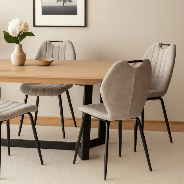 CaliCosy Set van 4 stoelen in stof met zwarte metalen poten l48 cm muli 3078789 large