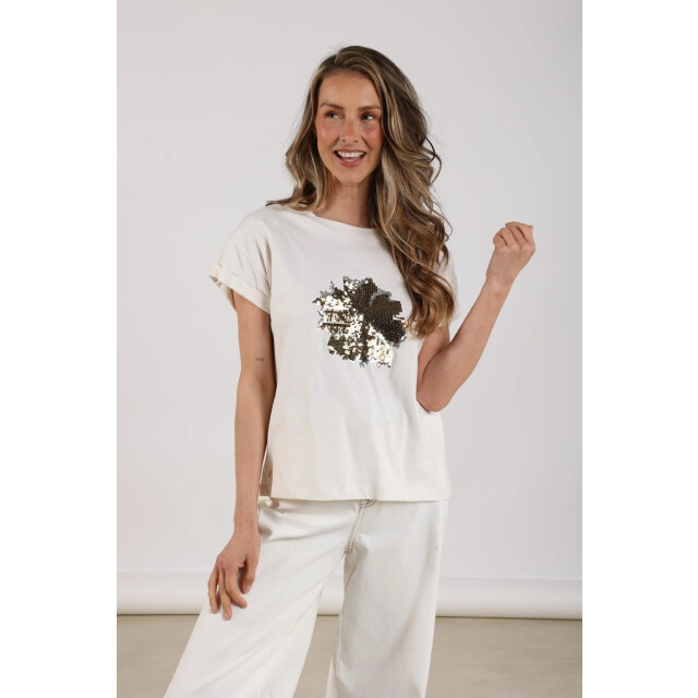 Nukus Nkf04004 126 rimona shirt paillet flower offwhite/gold NKF04004  126 large