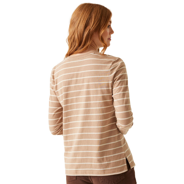 Regatta Dames federica ii stripe t-shirt met lange mouwen UTRG10886_warmtaupelightvanilla large