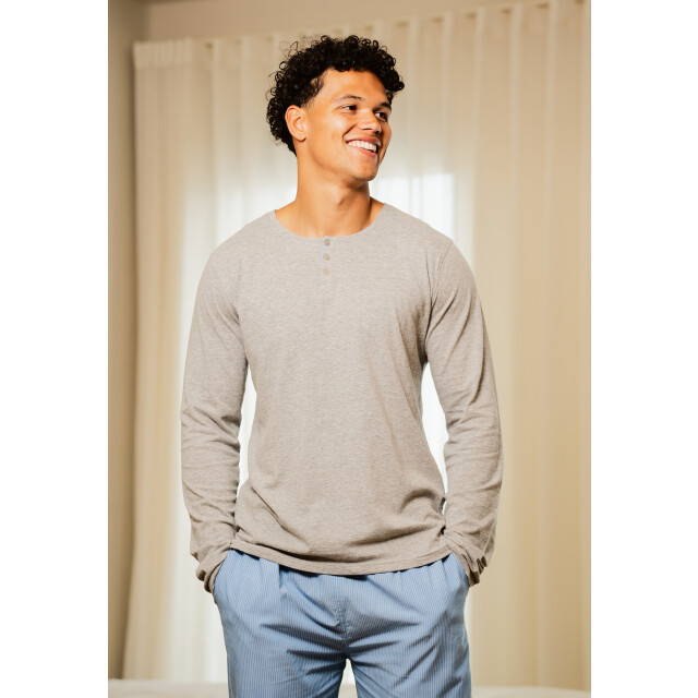 Phil & Co Heren pyjama set lang grijs/blauw gestreept PH-521-02 large