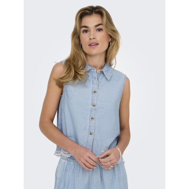 Only Onlmoon sl brod anglaise dnm shirt qyt blue denim 4370.35.0008 large