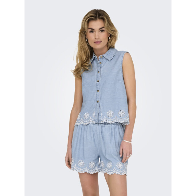 Only Onlmoon sl brod anglaise dnm shirt qyt blue denim 4370.35.0008 large