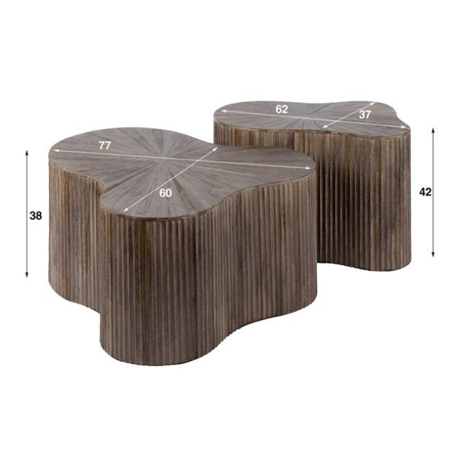 Hoyz salontafel shamrock maya teak teak rust brown set van 2 3185970 large