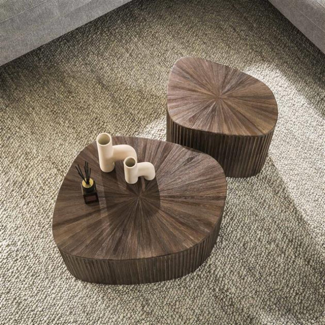 Hoyz salontafel xl driehoek maya teak teak rust brown set van 2 3185972 large