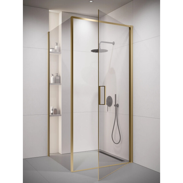 Badplaats Douchecabine alava 80 x 80 x 190 cm goud douchewand met draaideur 3213314 large