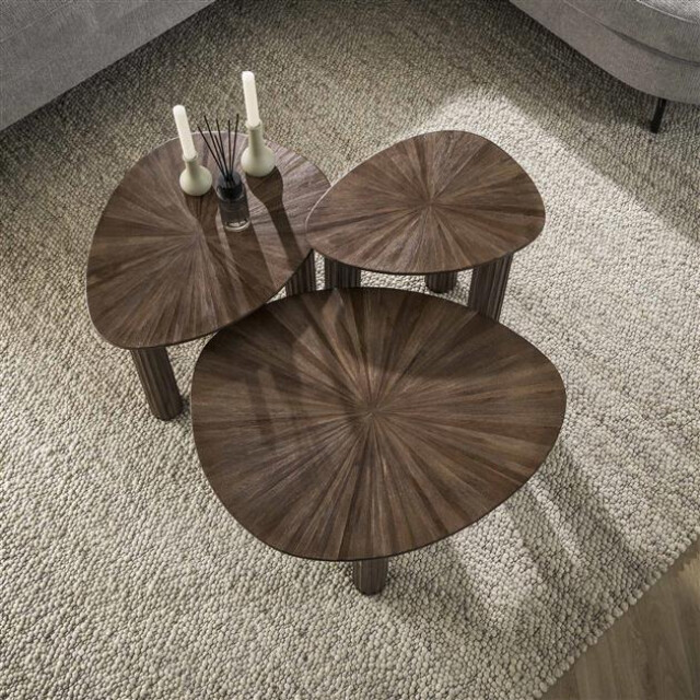 Hoyz bijzettafel driehoek maya teak teak rust brown set van 3 3185959 large