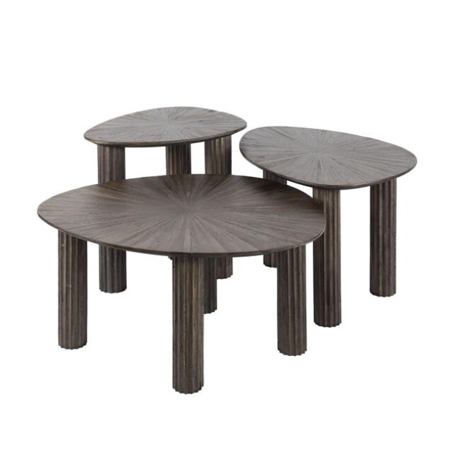 Hoyz bijzettafel driehoek maya teak teak rust brown set van 3 3185959 large