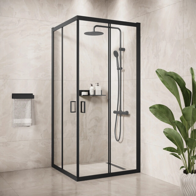 Badplaats Douchecabine dakota 90 x 90 x 190 cm zwart douchewand met 3181004 large