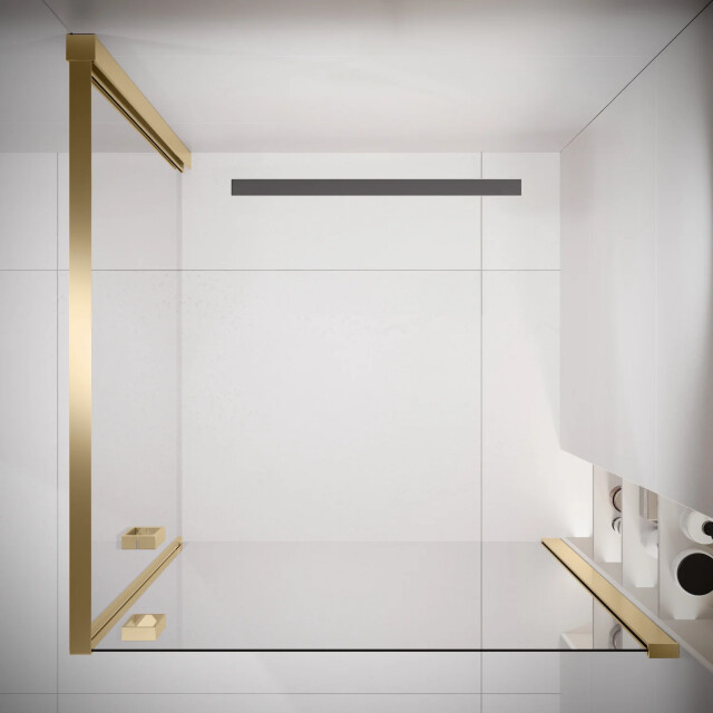 Badplaats Douchecabine alava 80 x 80 x 190 cm goud douchewand met draaideur 3213314 large