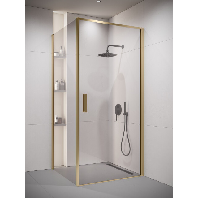Badplaats Douchecabine alava 80 x 80 x 190 cm goud douchewand met draaideur 3213314 large
