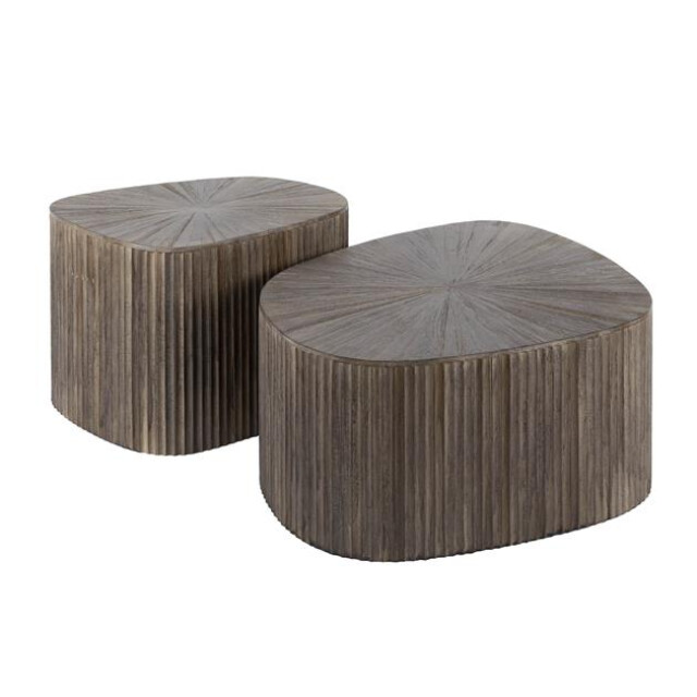 Hoyz salontafel xl driehoek maya teak teak rust brown set van 2 3185972 large